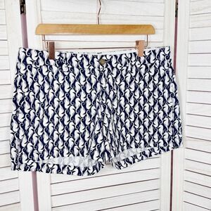 Old Navy Seahorse Print Cotton Chino Shorts Blue White 10